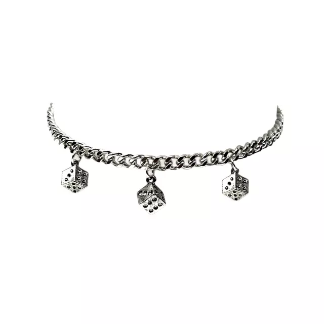 Dice Silver-Tone Chain Choker Necklace at Spencer's