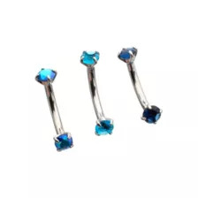 Multi-Pack Prong Blue CZ Curved Barbells 3 Pack - 16 Gauge at Spencer's