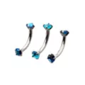 Multi-Pack Prong Blue CZ Curved Barbells 3 Pack - 16 Gauge at Spencer's