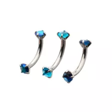 Multi-Pack Prong Blue CZ Curved Barbells 3 Pack - 16 Gauge at Spencer's