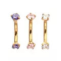 Multi-Pack Multi-Color CZ Gold-Plated Curved Barbells 3 Pack - 16 Gauge at Spencer's