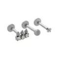 Multi-Pack ASTM F-136 Titanium CZ Triple Spike Silver-Plated Cartilage Barbells 3 Pack - 16 Gauge at Spencer's