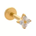 ASTM F-136 Titanium CZ Flower Gold-Plated Cartilage Barbell - 16 Gauge at Spencer's