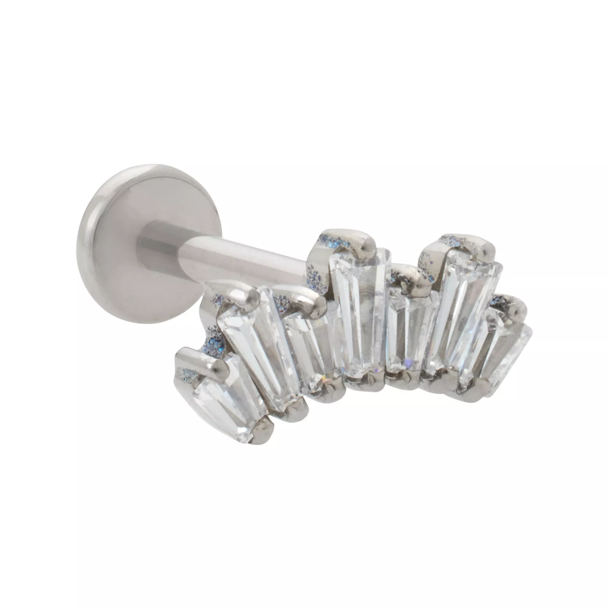 ASTM F-136 Titanium CZ Faux Crystal Cluster Cartilage Barbell - 16 Gauge at Spencer's