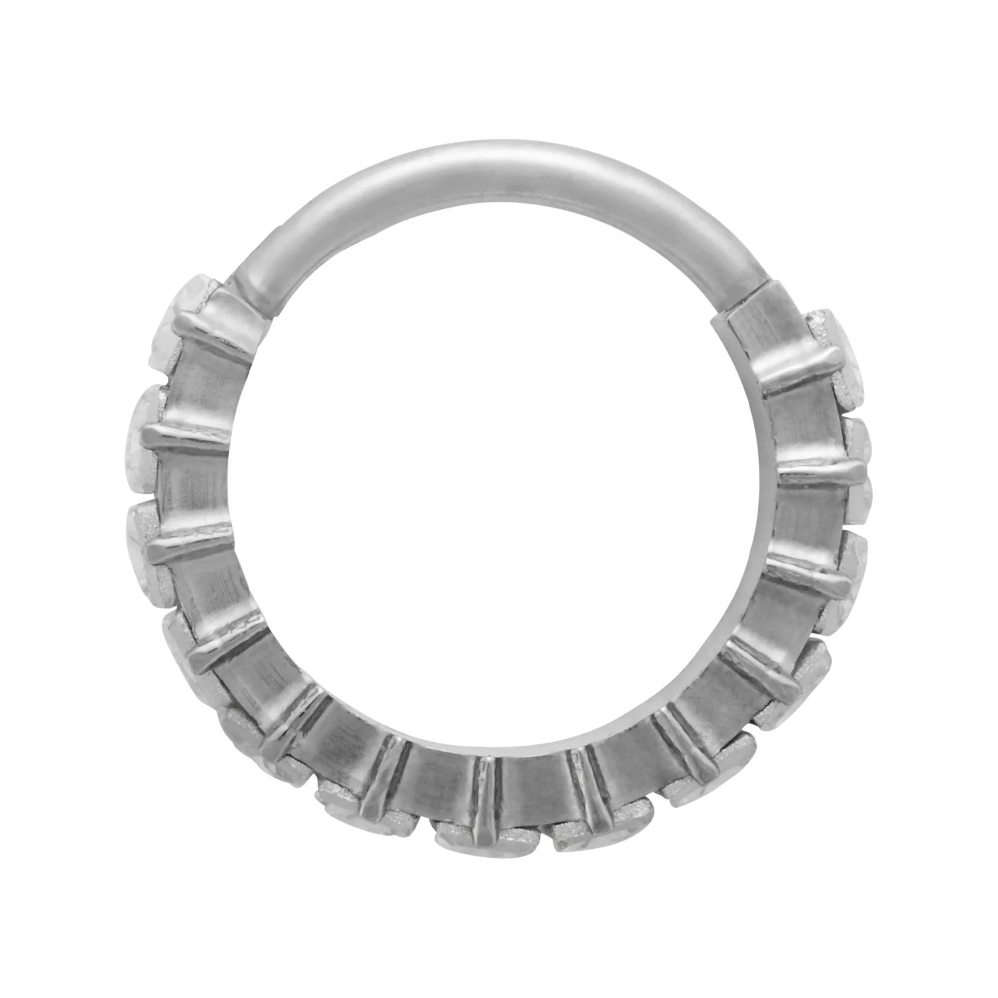 CZ Emerald Cut Silver-Plated ASTM F-136 Titanium Hinged Hoop - 16 Gauge at Spencer's