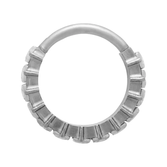 CZ Emerald Cut Silver-Plated ASTM F-136 Titanium Hinged Hoop - 16 Gauge at Spencer's