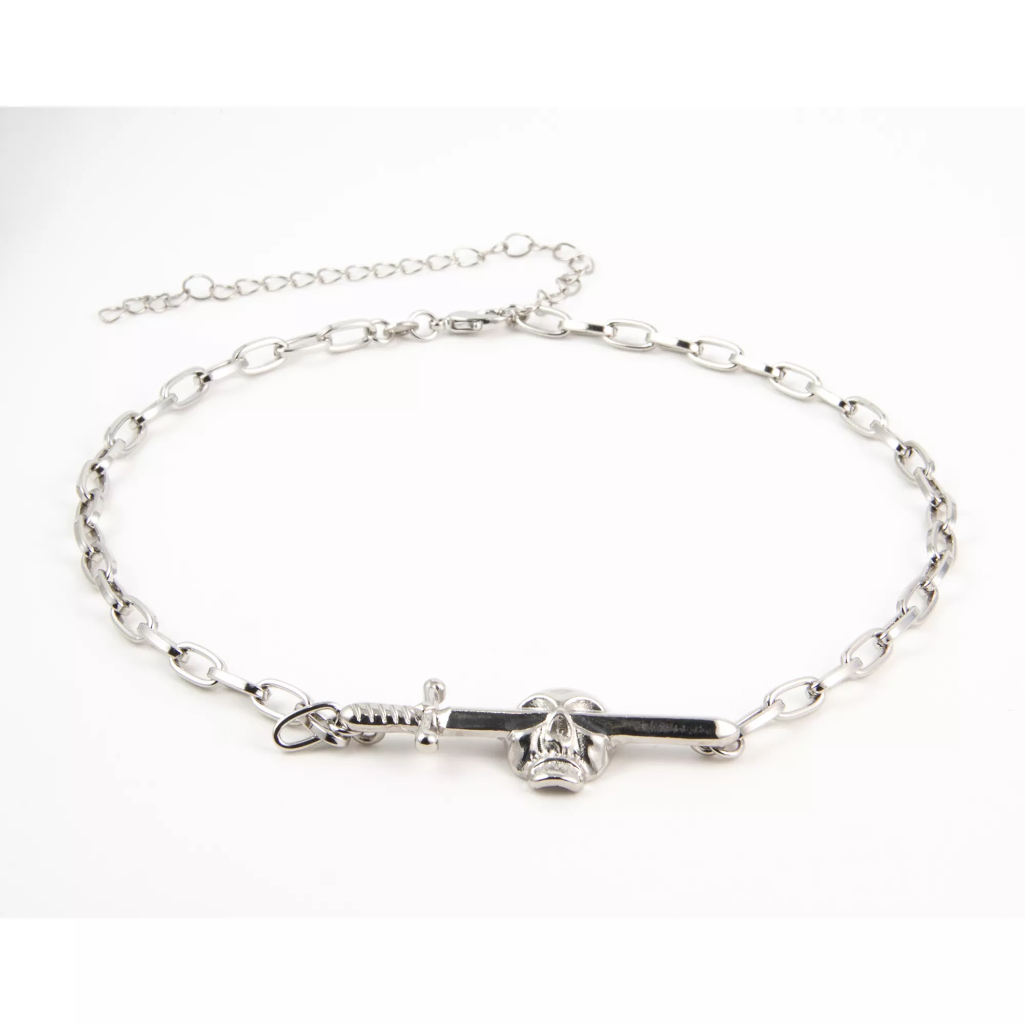 Skull Sword Chain Choker Necklace