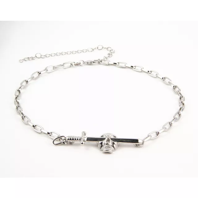 Skull Sword Chain Choker Necklace at Spencer's