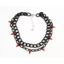 2 Row Black Spiked Chain Choker Necklace at Spencer's