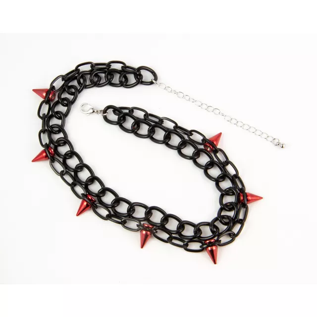 2 Row Black Spiked Chain Choker Necklace at Spencer's