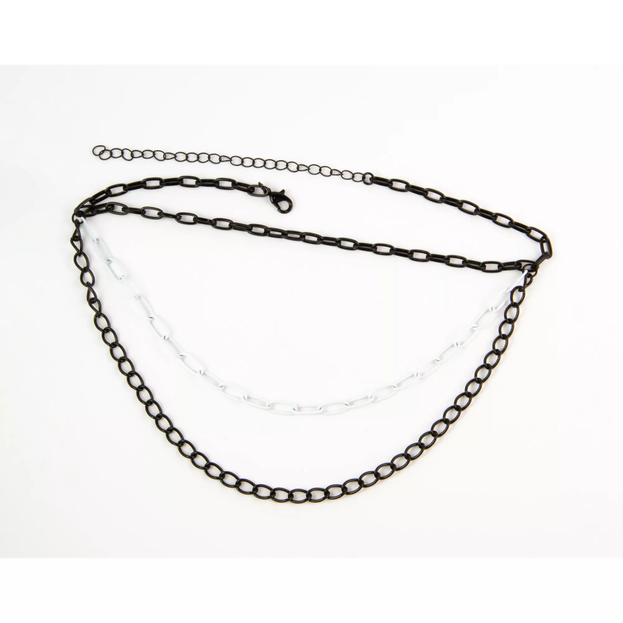 3 Row Black and White Chain Choker Necklace