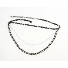 3 Row Black and White Chain Choker Necklace at Spencer's