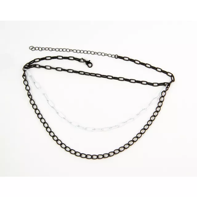 3 Row Black and White Chain Choker Necklace at Spencer's
