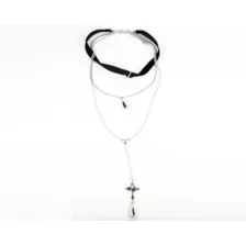 3 Row Cross Rosary Chain Choker Necklace at Spencer's