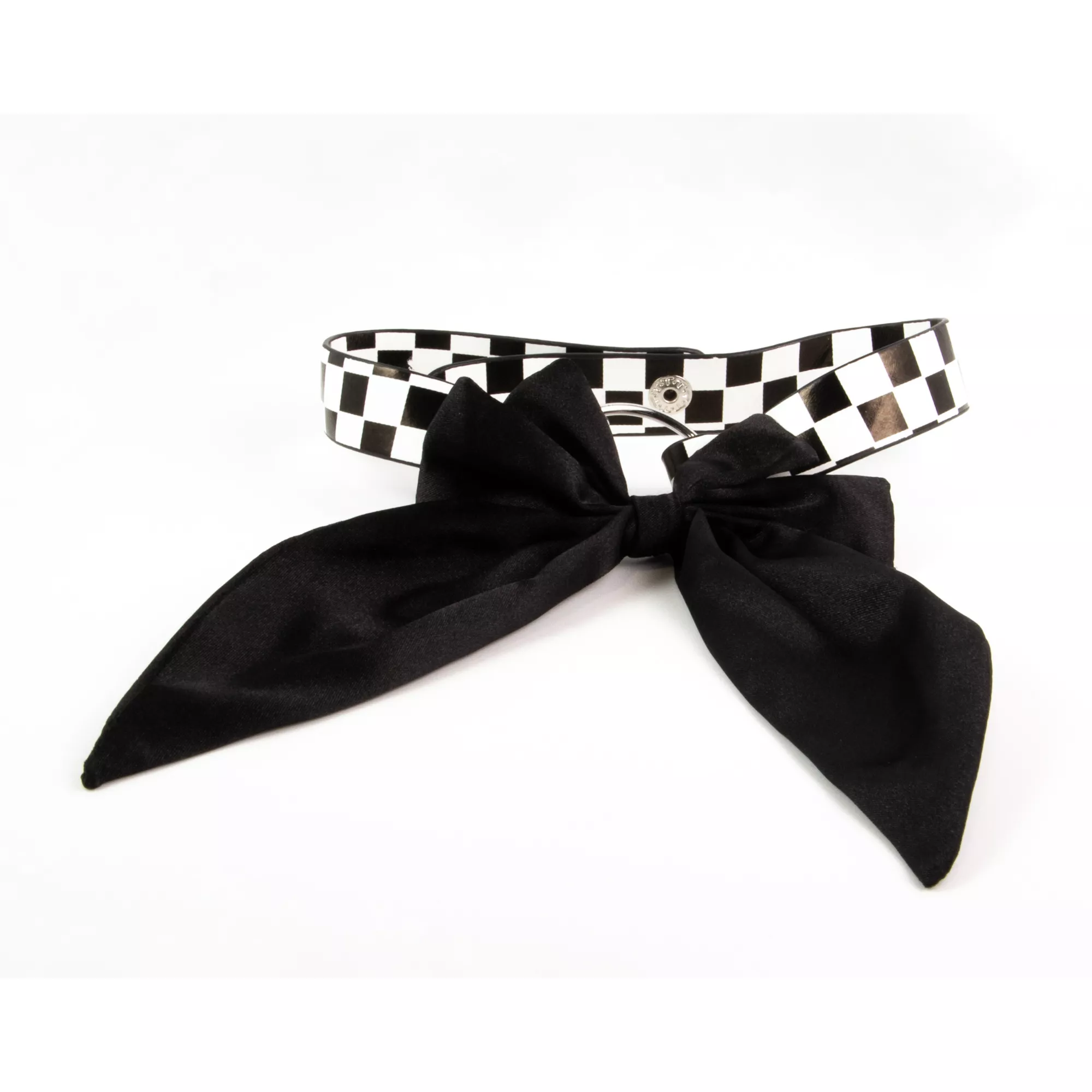 Big Bow Checkered Choker Necklace