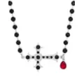 Black Beaded Cross Choker Necklace at Spencer's