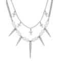 2-Row Pearl Cross Spike Chain Necklace at Spencer's