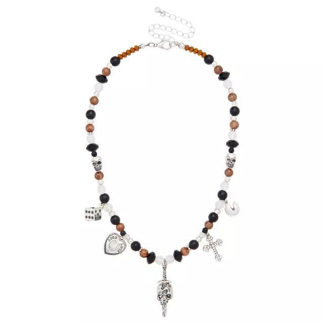 Gothic Gamble Beaded Charm Choker Necklace at Spencer's