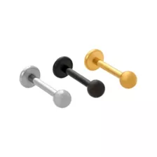 Multi-Pack ASTM F-136 Titanium Black Silver- and Gold-Plated Labret Lip Rings 3 Pack - 16 Gauge at Spencer's