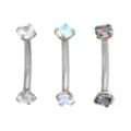 Multi-Pack ASTM F-136 Titanium Round Prong CZ Curved Barbells 3 Pack - 16 Gauge at Spencer's