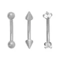 Multi-Pack ASTM F-136 Titanium CZ and Spiked Curved Barbells 3 Pack - 16 Gauge at Spencer's