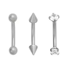 Multi-Pack ASTM F-136 Titanium CZ and Spiked Curved Barbells 3 Pack - 16 Gauge at Spencer's