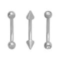Multi-Pack ASTM F-136 Titanium CZ Basic Curved Barbells 3 Pack - 16 Gauge at Spencer's