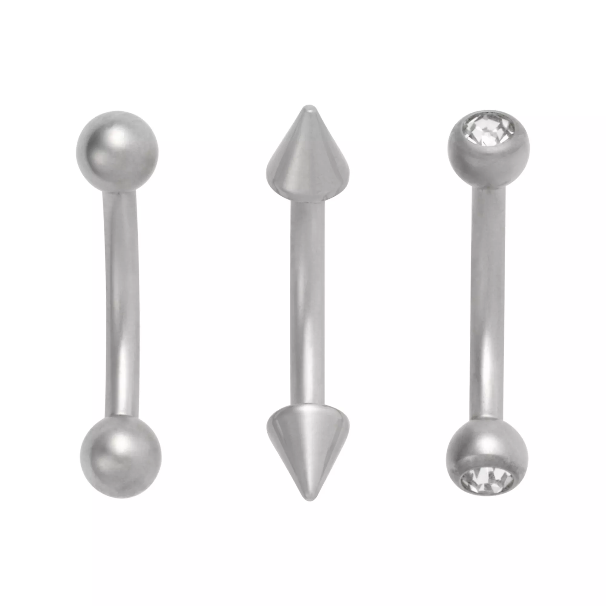 Multi-Pack ASTM F-136 Titanium CZ Basic Curved Barbells 3 Pack - 16 Gauge at Spencer's