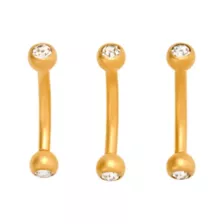 Multi-Pack ASTM F-136 Titanium Round CZ Gold-Plated Curved Barbells 3 Pack - 16 Gauge at Spencer's
