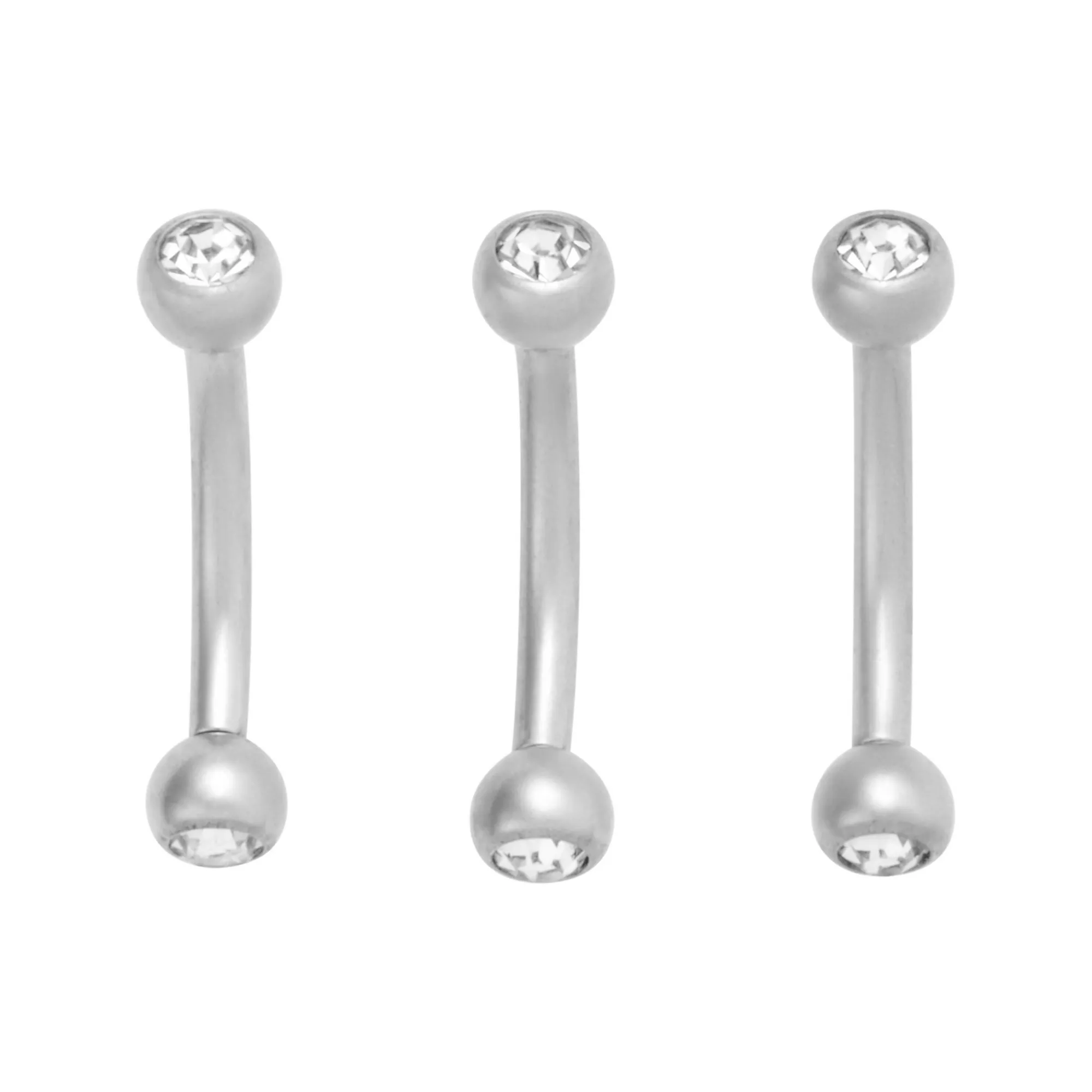 Multi-Pack ASTM F-136 Titanium Round CZ Gold-Plated Curved Barbells 3 Pack - 16 Gauge at Spencer's