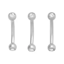 Multi-Pack ASTM F-136 Titanium Round CZ Gold-Plated Curved Barbells 3 Pack - 16 Gauge at Spencer's