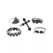 Multi-Pack Goth Design Mixed Rings - 5 Pack at Spencer's