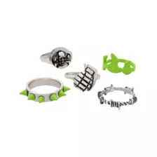 Multi-Pack Neon Green Destruction Symbol Rings - 5 Pack at Spencer's