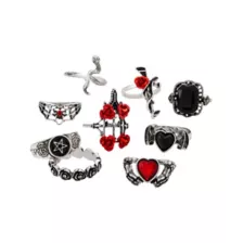 Multi-Pack Gothic Symbols Mixed Rings - 9 Pack at Spencer's