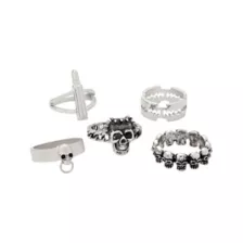 Multi-Pack Deadly Skull Rings - 5 Pack at Spencer's