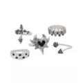 Multi-Pack Spike Cross Skull Silver-Tone Rings - 5 Pack at Spencer's