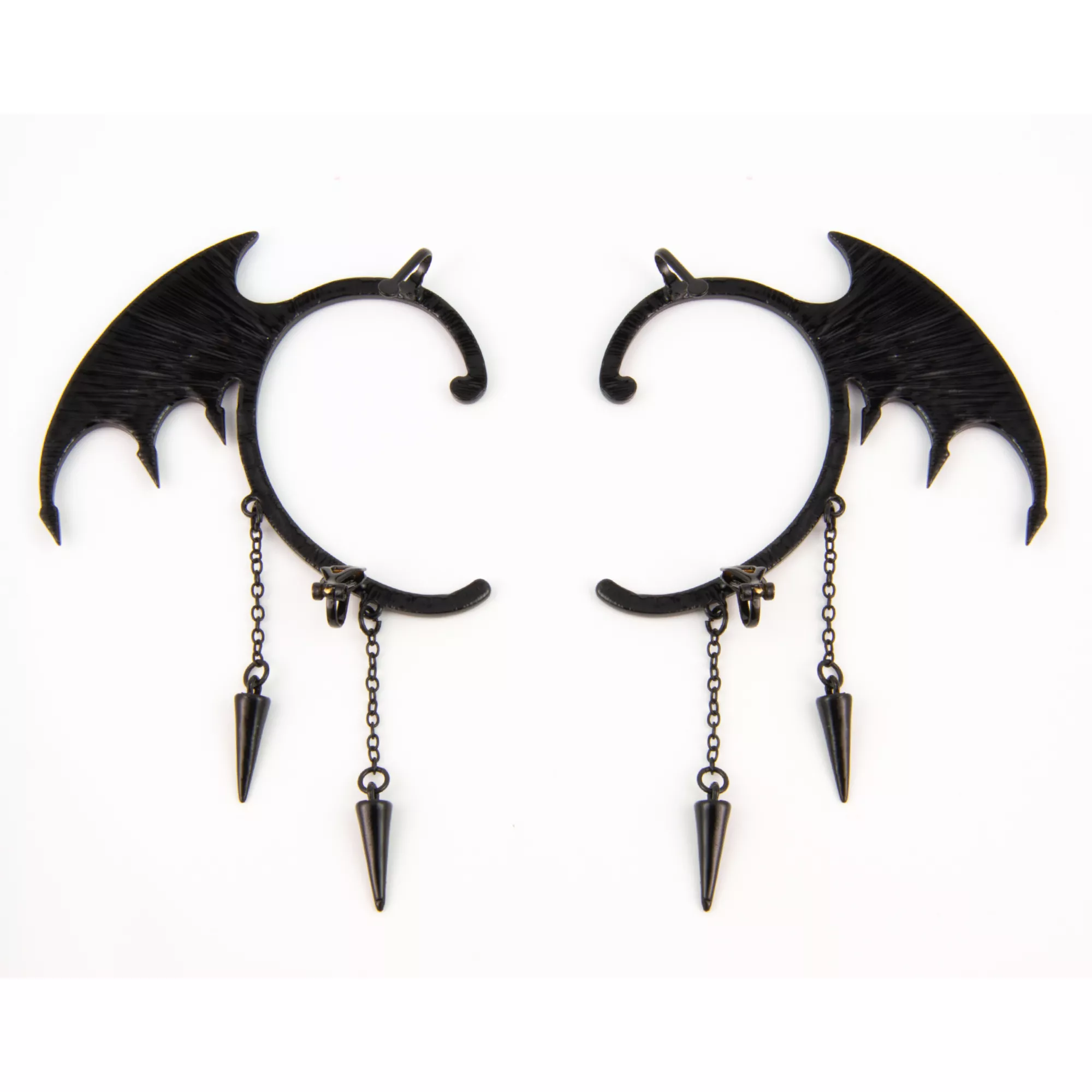 Purple Bat Wing Dangle Ear Cuffs
