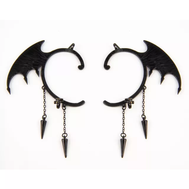 Purple Bat Wing Dangle Ear Cuffs at Spencer's
