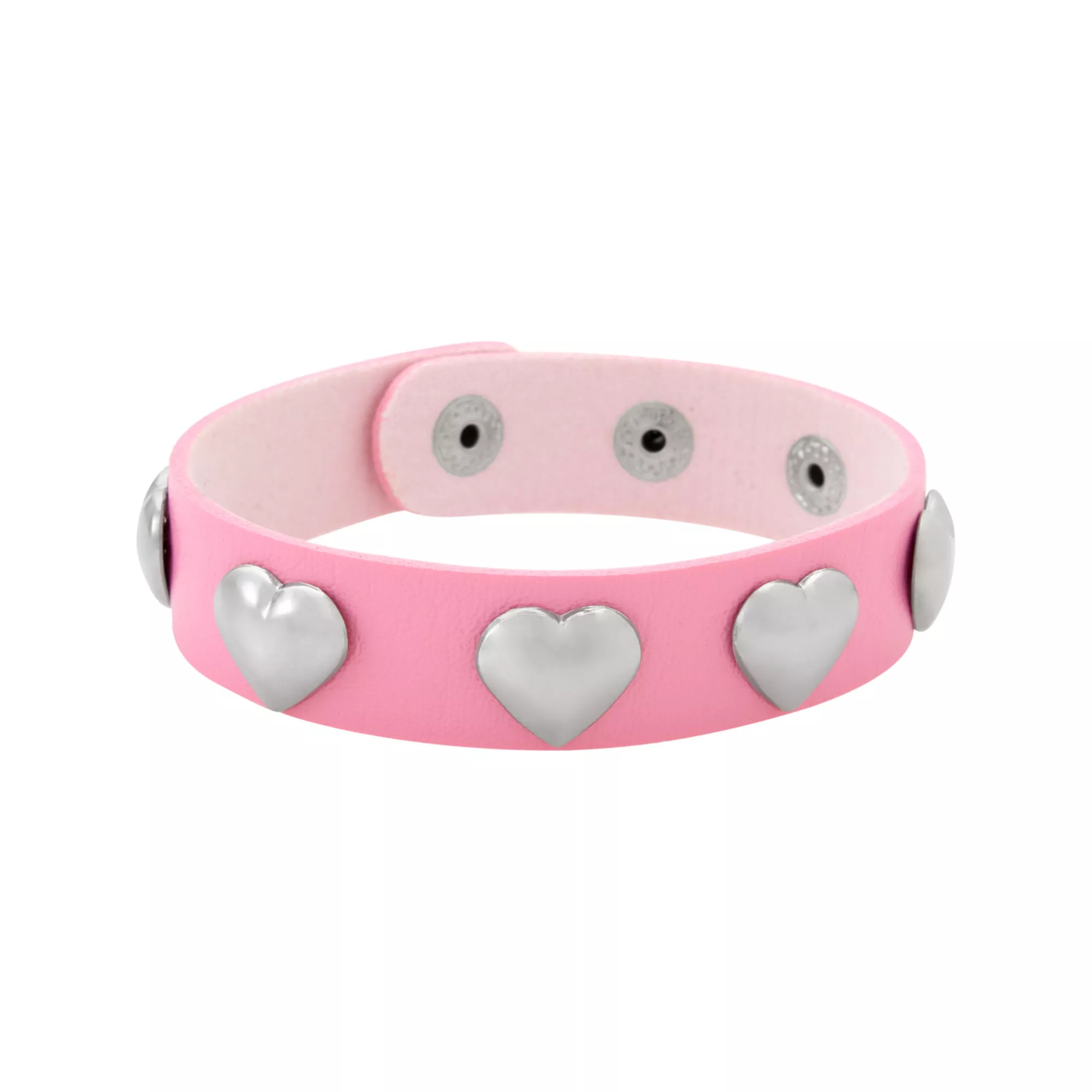 Pink and Black Heart Studded Cuff Bracelets