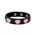 Pink and Black Heart Studded Cuff Bracelets at Spencer's