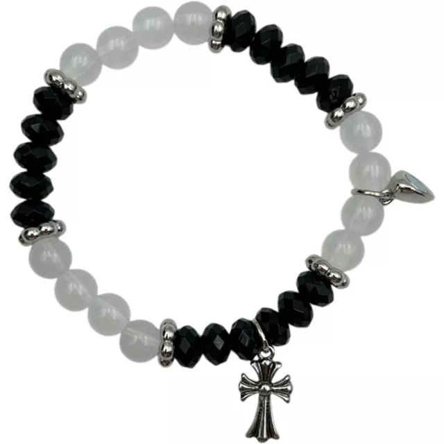 Black and Red Beaded Cross Magnetic Long Distance Bracelet Set at Spencer's
