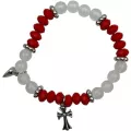 Black and Red Beaded Cross Magnetic Long Distance Bracelet Set at Spencer's