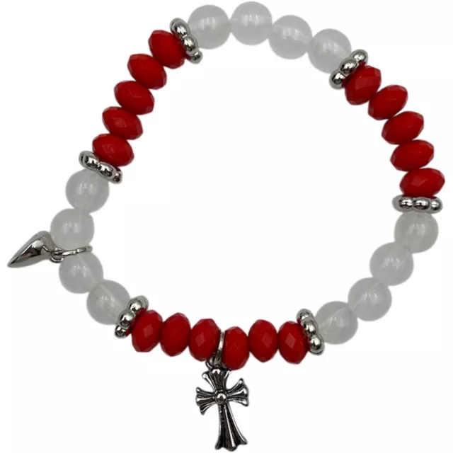 Black and Red Beaded Cross Magnetic Long Distance Bracelet Set at Spencer's