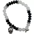 Black and Green Beaded Skull Magnetic Long Distance Bracelet Set at Spencer's