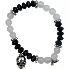 Black and Green Beaded Skull Magnetic Long Distance Bracelet Set at Spencer's