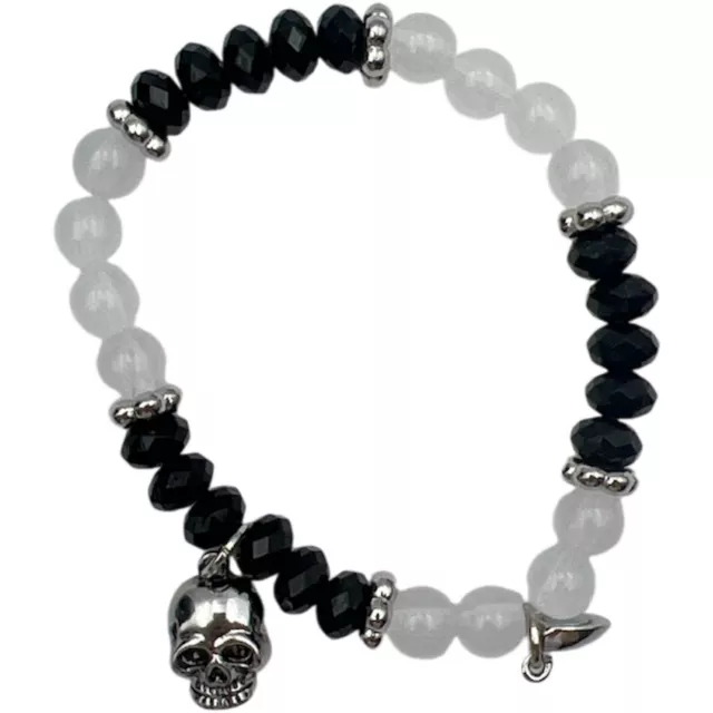 Black and Green Beaded Skull Magnetic Long Distance Bracelet Set at Spencer's