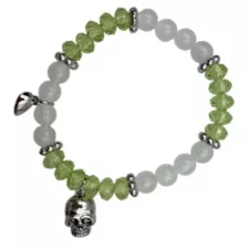 Black and Green Beaded Skull Magnetic Long Distance Bracelet Set at Spencer's