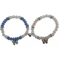 Pink and Blue Beaded Butterfly Magnetic Long Distance Bracelet Set at Spencer's