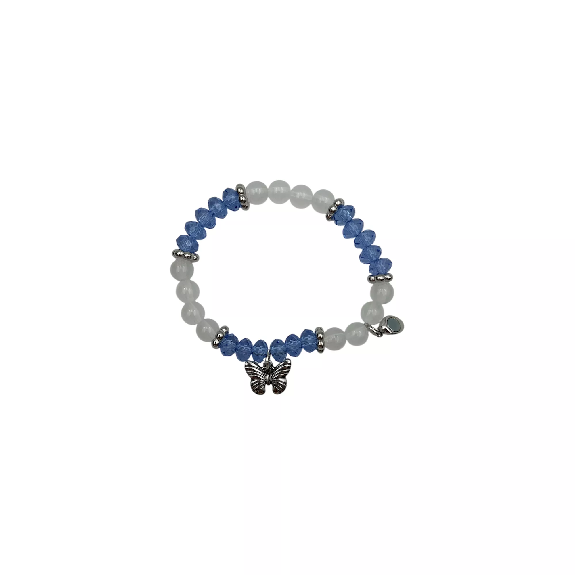 Pink and Blue Beaded Butterfly Magnetic Long Distance Bracelet Set at Spencer's