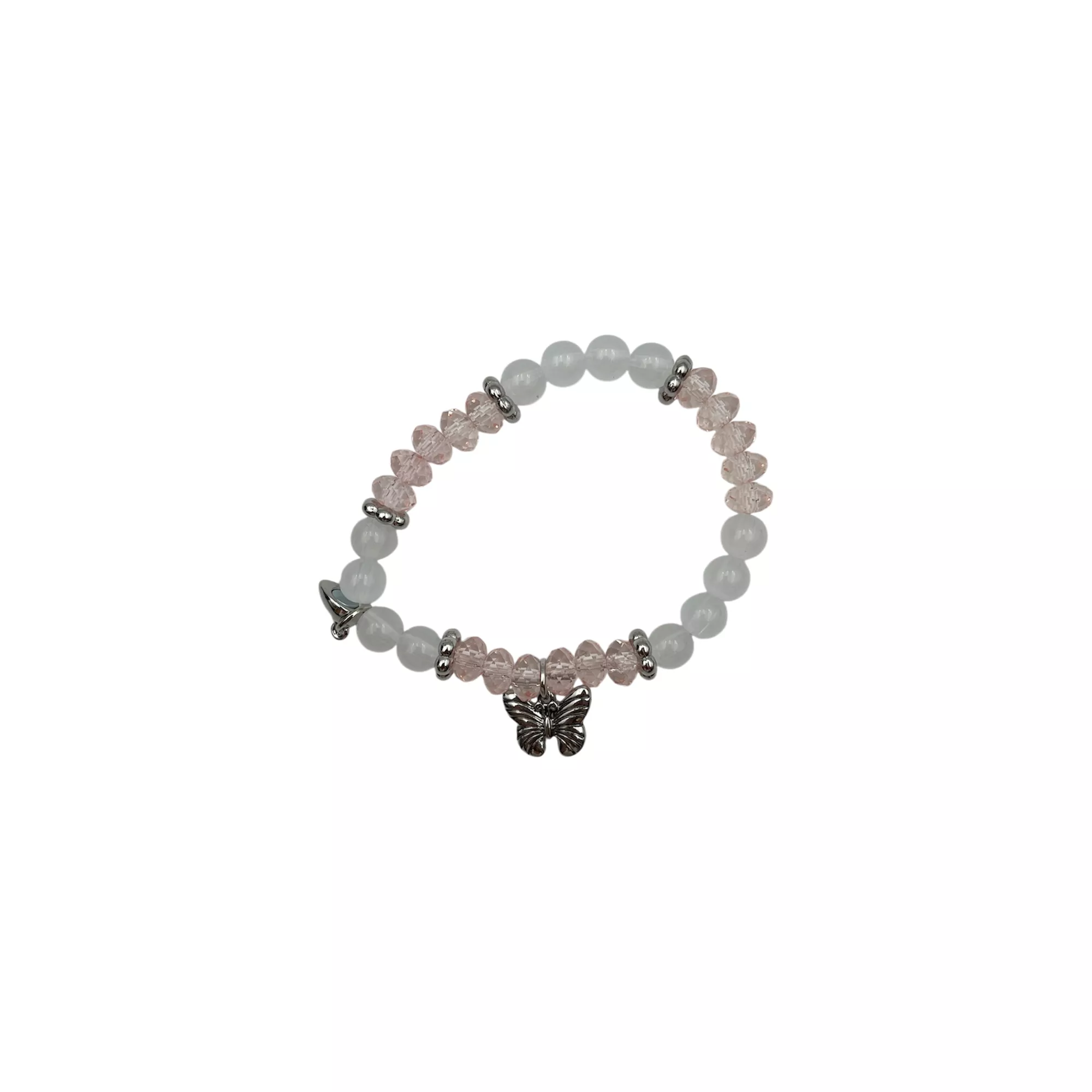 Pink and Blue Beaded Butterfly Magnetic Long Distance Bracelet Set at Spencer's